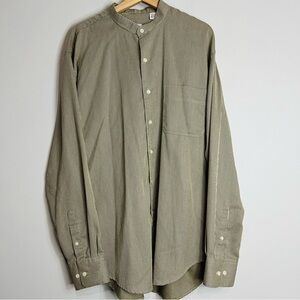 Vintage Yves Saint Laurent Striped Mandarin Button Up Shirt XL